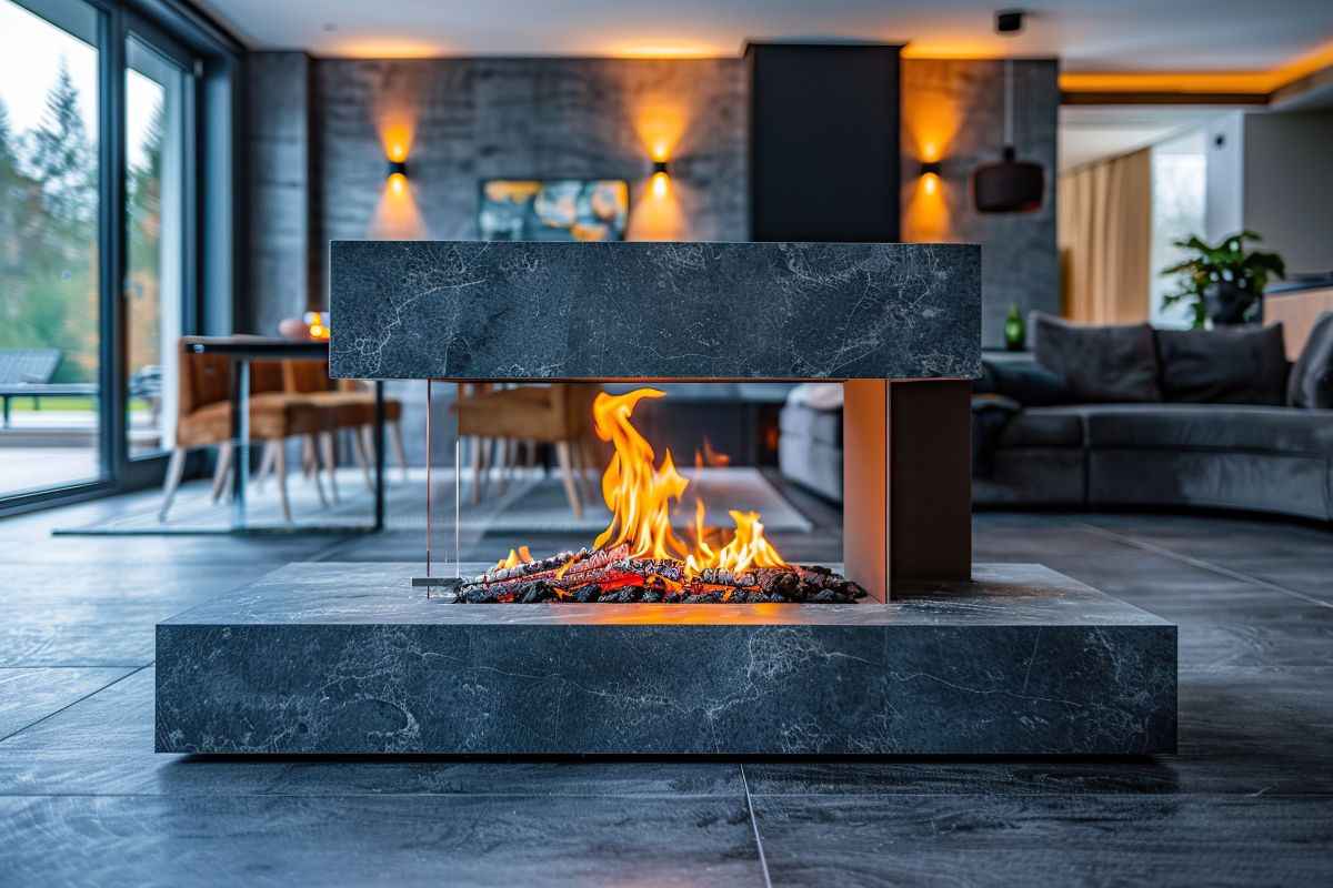 electric fireplace in modern setting