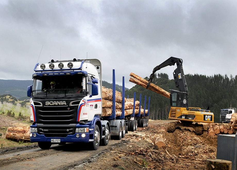 logging truck in New Zealand